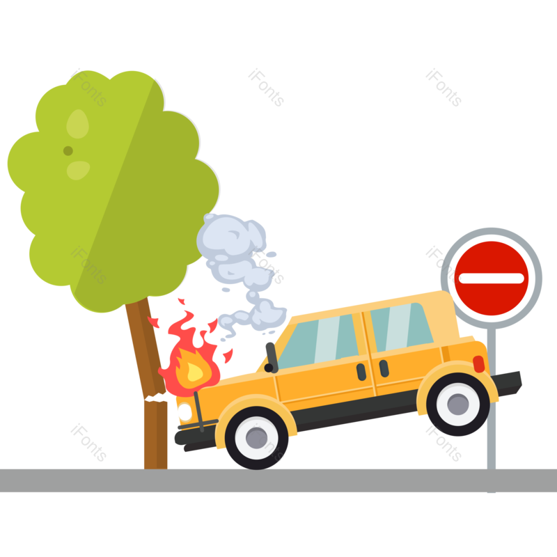 树木图片,汽车元素,交通安全PNG,交通事故免抠素材